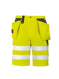 Projob Herren Arbeits-Shorts in Warnschutzfarben mit Refletorstreifen, EN ISO 20471 Klasse 2