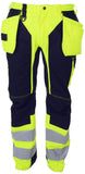 Projob Herren Warnschutz-Arbeitshose mit Stretchelementen und Knieverstärkungen, EN ISO 20471 Klasse 2