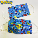 50 Stück Einweg Atemschutzmasken für Kinder/Schüler - Pokémon Gesichtsmaske Pikachu Blau