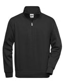 Herren Arbeitspullover- Workwear Half Zip Sweat- S Schwarz - WERBE-WELT.SHOP